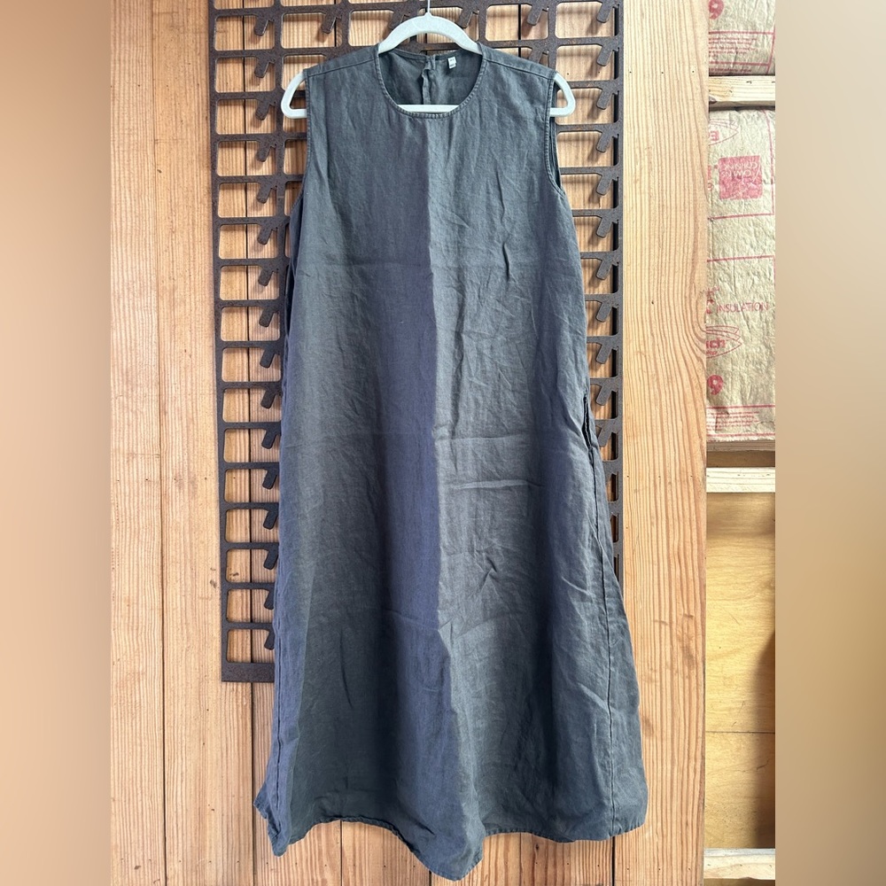 Muji Linen Sleeveless Trapeze Dress